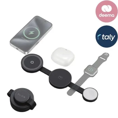 Zlos MM01 3 in 1 Foldable Wireless Magnetic 15W Charging Station - Black